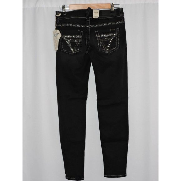 Seven 7 Dark Jean Leggings Sz 27 Women Causal Pants Embellished Jeggings New NWT - Picture 4 of 7
